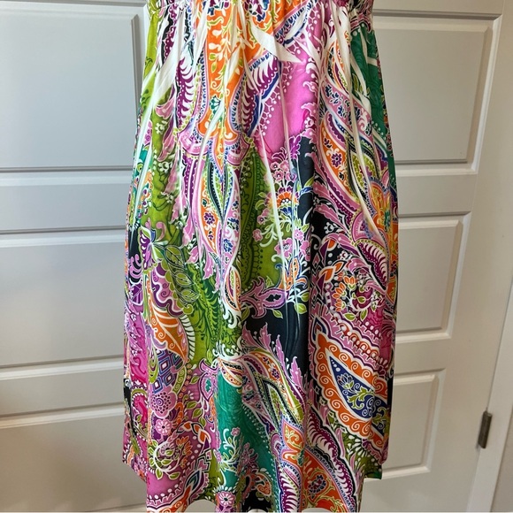 Halter Dress Colorful Paisley Print Beaded Accents Summer Dress - Picture 3 of 8